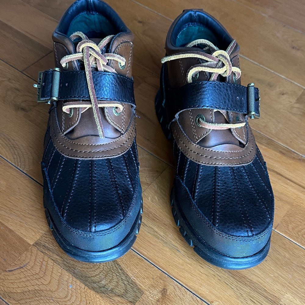 Polo by Ralph Lauren Black and Brown Leather Boots